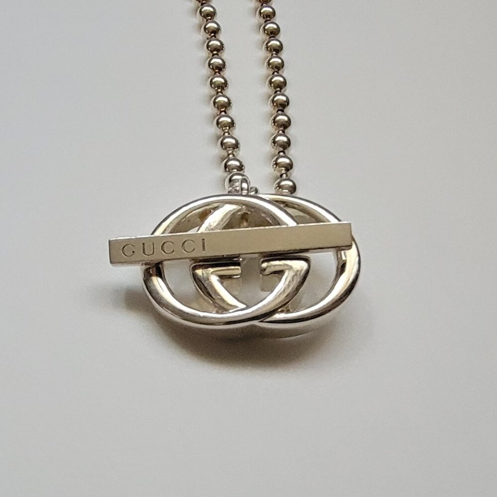GUCCI Sterling Silver Britt Double G Toggle Necklace - Picture 6 of 13